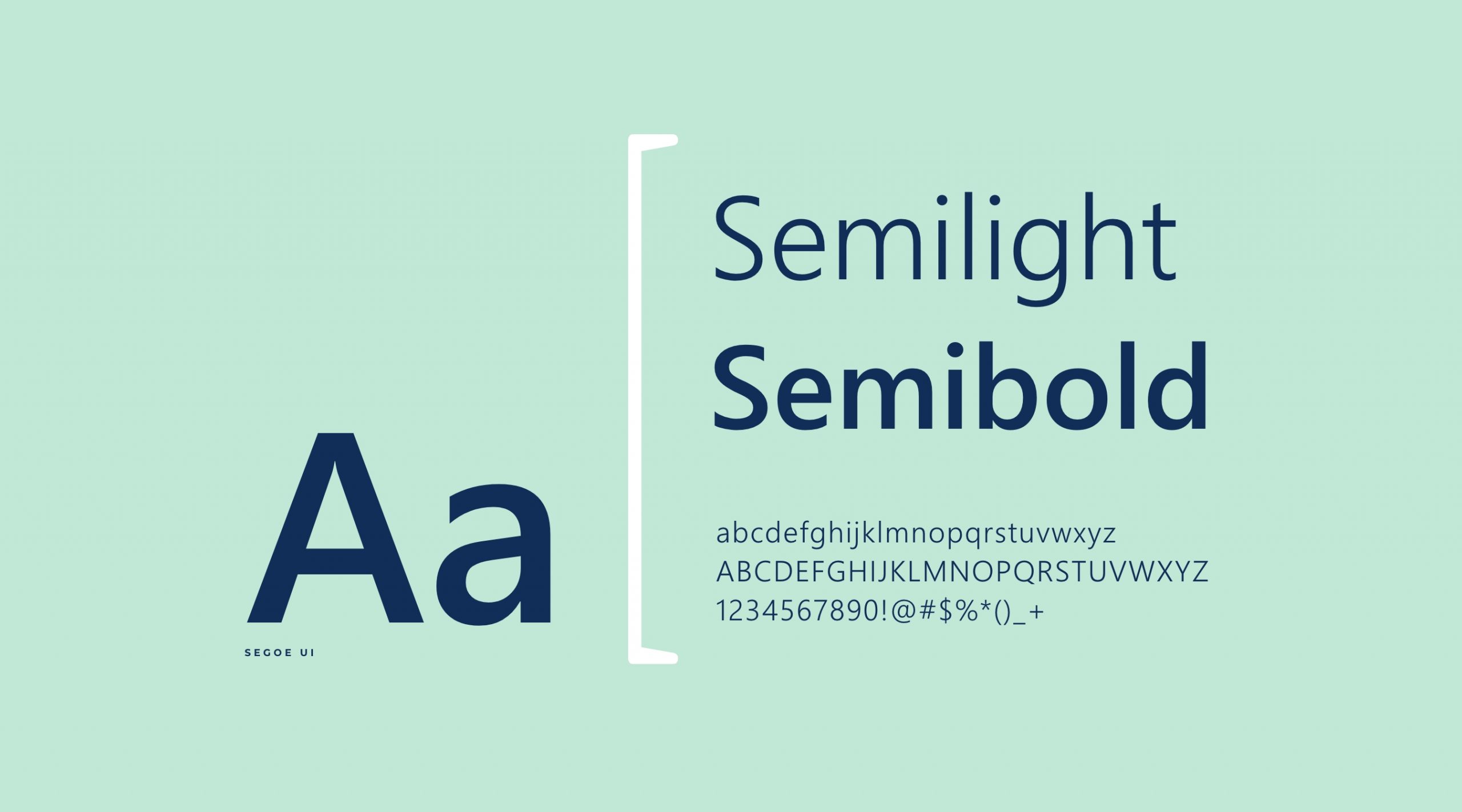 Typografie-Übersicht mit der Schriftart Segoe UI in den Schriftschnitten Semilight und Semibold