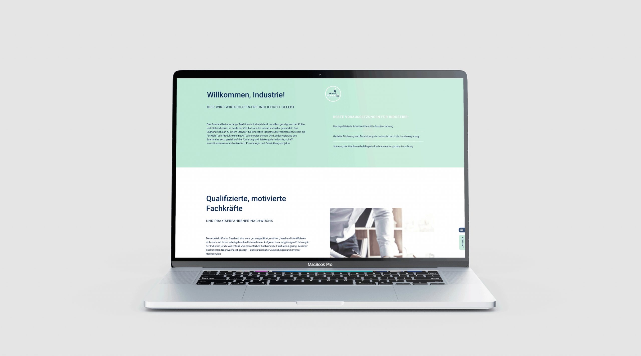 Mockup einer Website für Germany’s Saarland auf einem MacBook – modernes Webdesign und Umsetzung